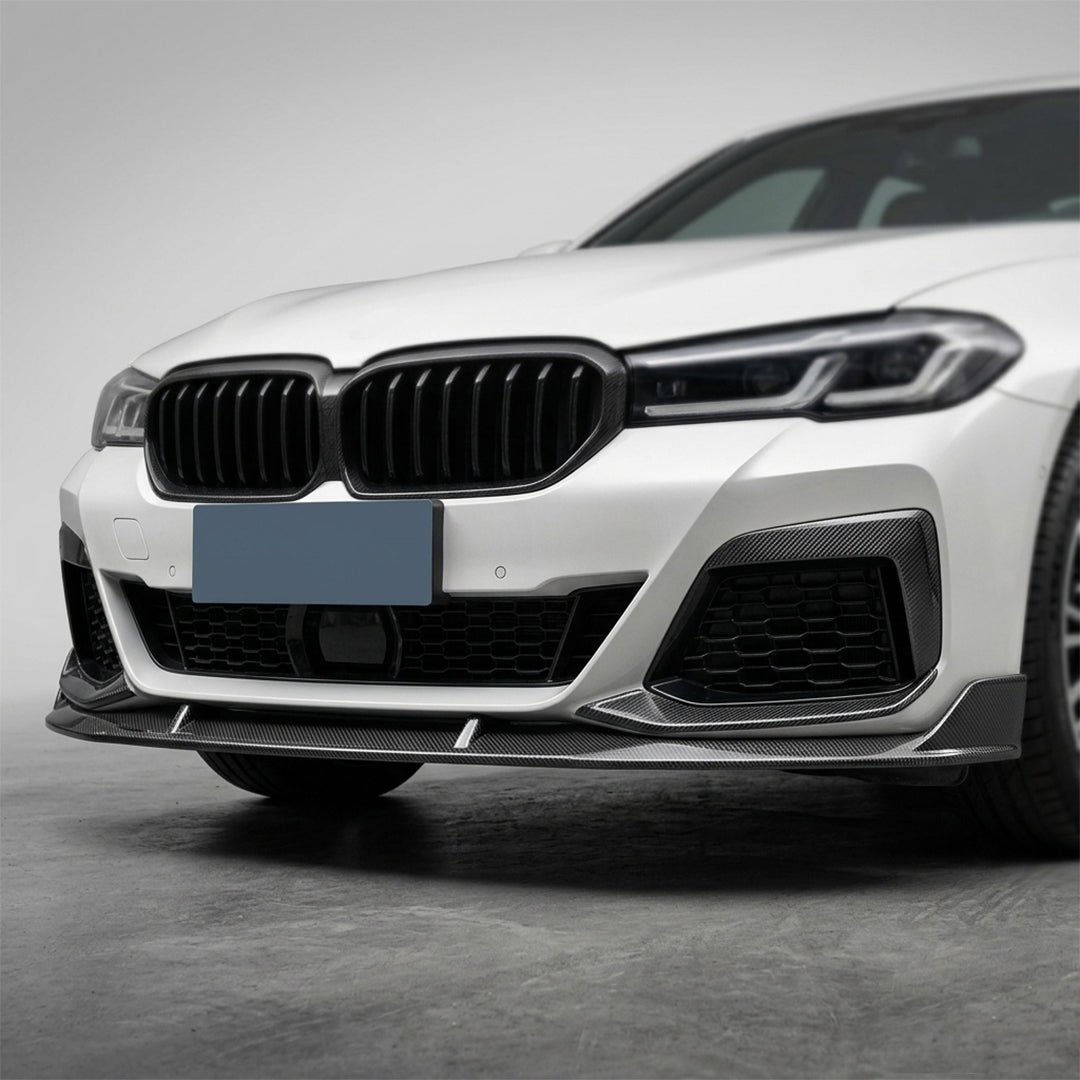 Carbon Fiber 3-Piece Front Lip – BMW 5 Series G30 LCI M Sport (2021–2023)