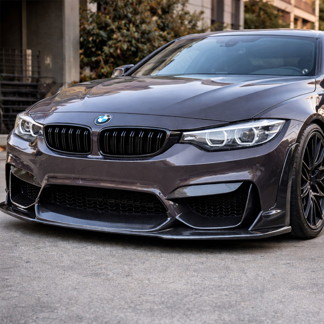 Carbon Fiber LT Style Front Bumper Lip (3 pcs) - BMW M3 & M4 F80 / F82 / F83 (2014-2020)